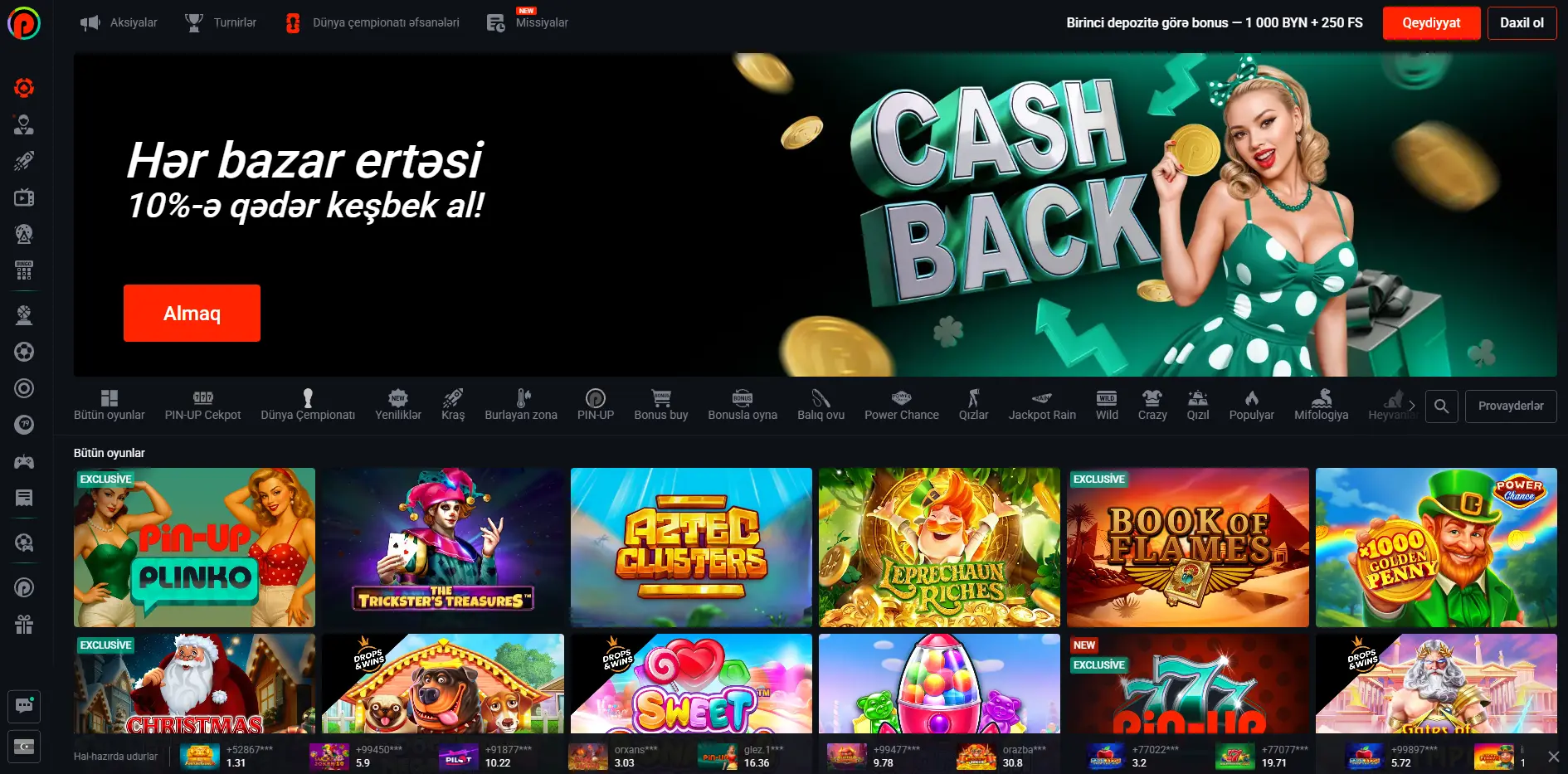 Pin Up slotları Azərbaycan kazino oyunları